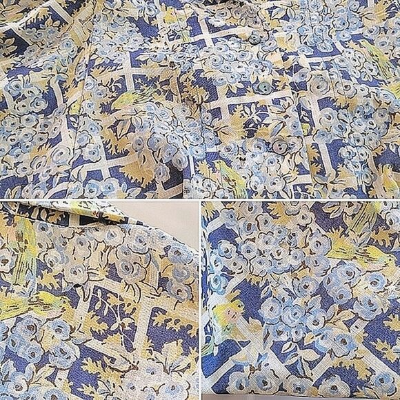 Vtg 70s blue floral print crop blouse & maxi skirt set - Picture 7 of 16